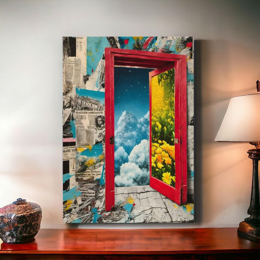 Lienzo Cuadro Arte Surrealista Todas Las Puertas Están Abiertas 60X43CM