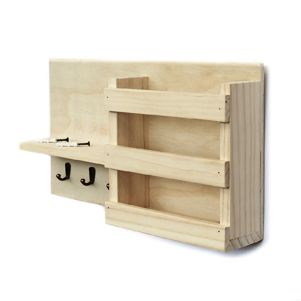 Repisa portallaves caja de correspondencia decorativo en madera natural  (3)