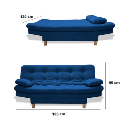 Sofacama Bakers 3 Posiciones Azul Petróleo + 2 Cojines Decorativos