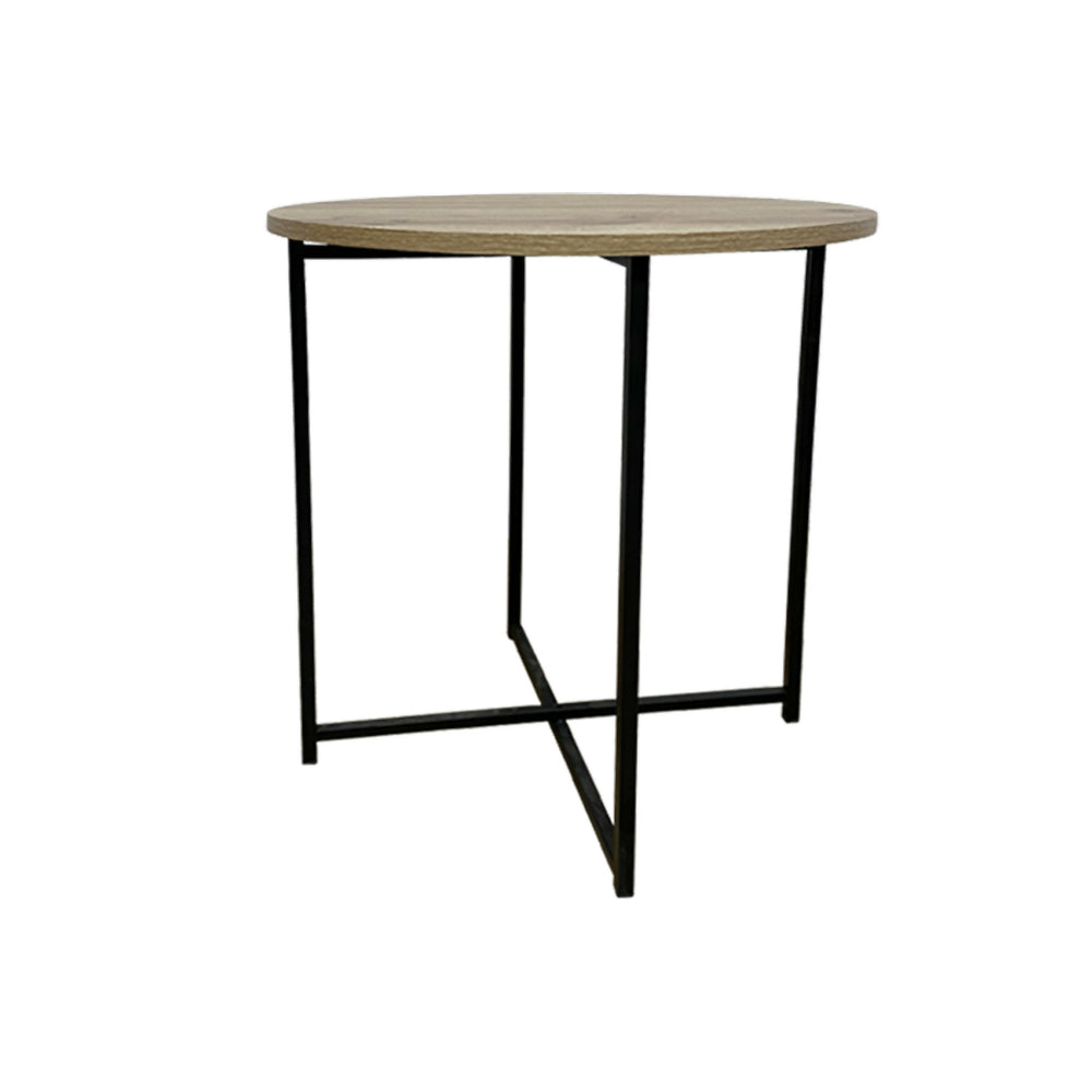 Mesa Auxiliar Cirklo Madera Natural + Negro