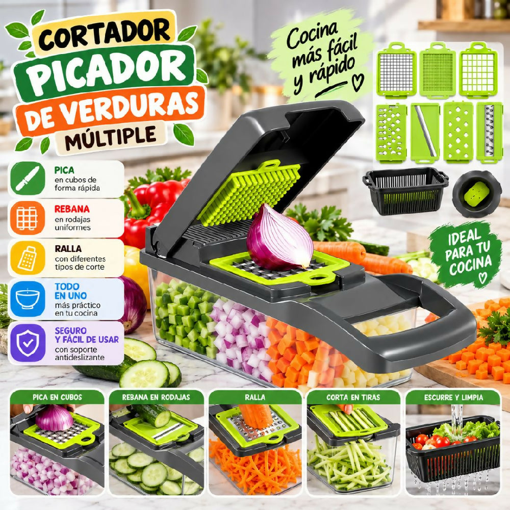 Cortador Y Picador De Verduras Múltiple Cuchillas Intercambiables