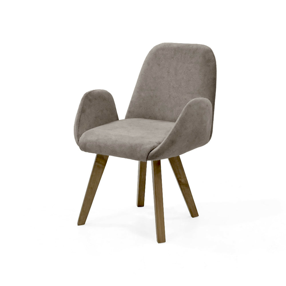 Silla de comedor Mao 63x60x86 Tela Taupe Matiz Caoba
