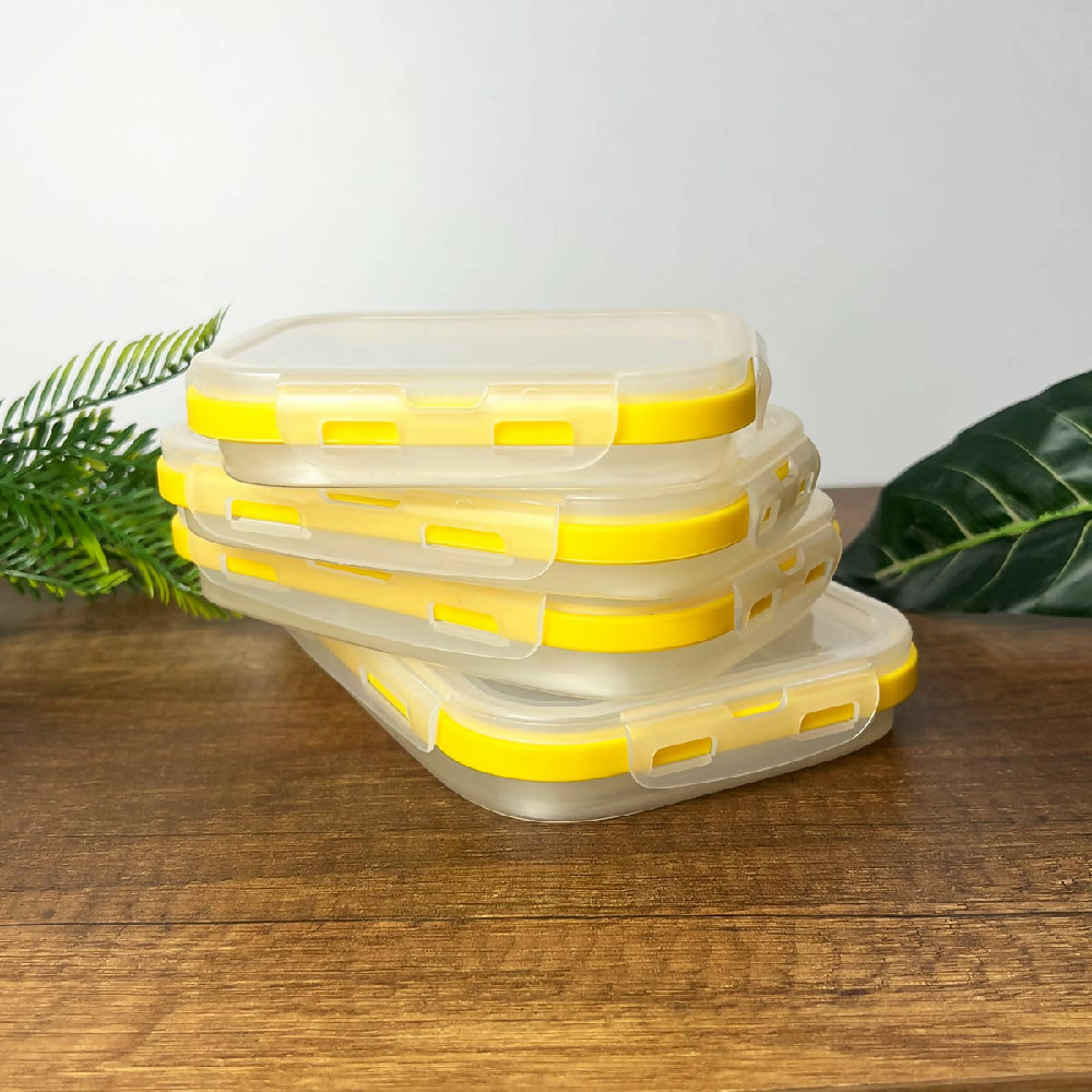 Set x4 Porta Comidas Plegables en Silicona Antiderrames  Prácticos y Reutilizables ST3PR 5
