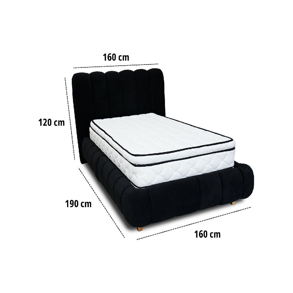 Combo Basecama Praga Modular Negro 160 Queen mas Espaldar