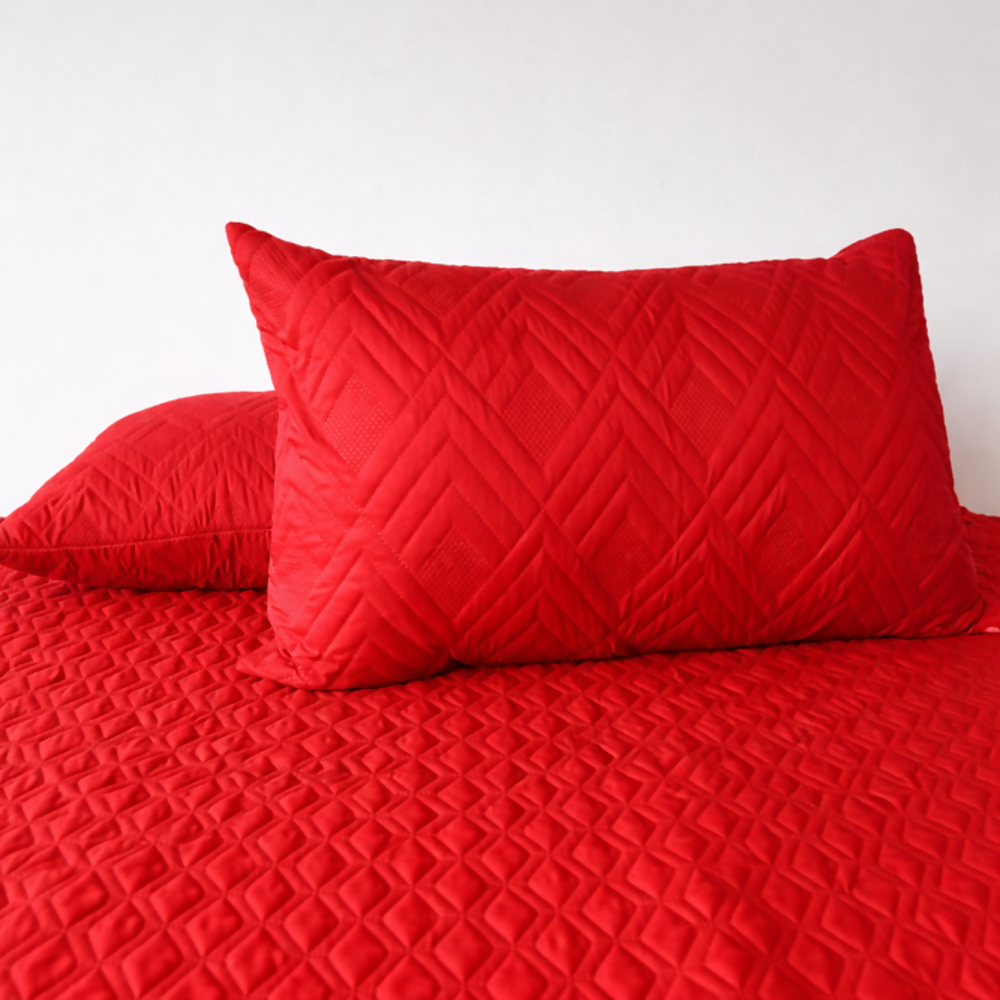 Almohada siliconada + protector almohada rojo Set x2