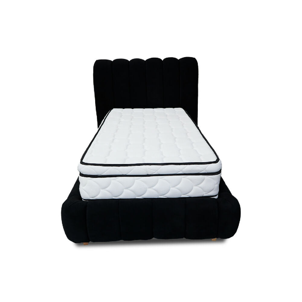 Combo Basecama Praga Modular Negro 160 Queen mas Espaldar