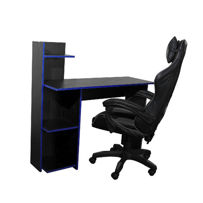 Combo Escritorio King Gamer (110X110X40) Negro Azul + Silla