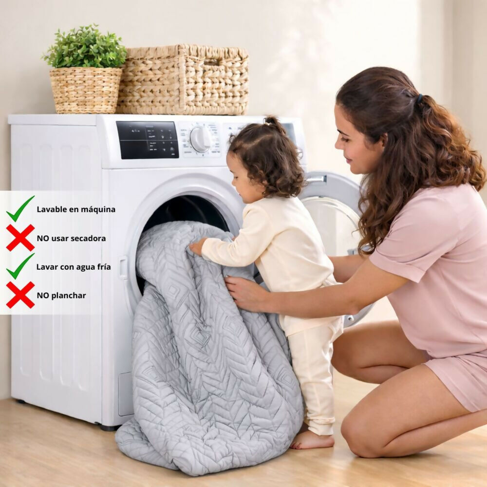 Combo protector colchon sencillo antifluido gris 100x190cm