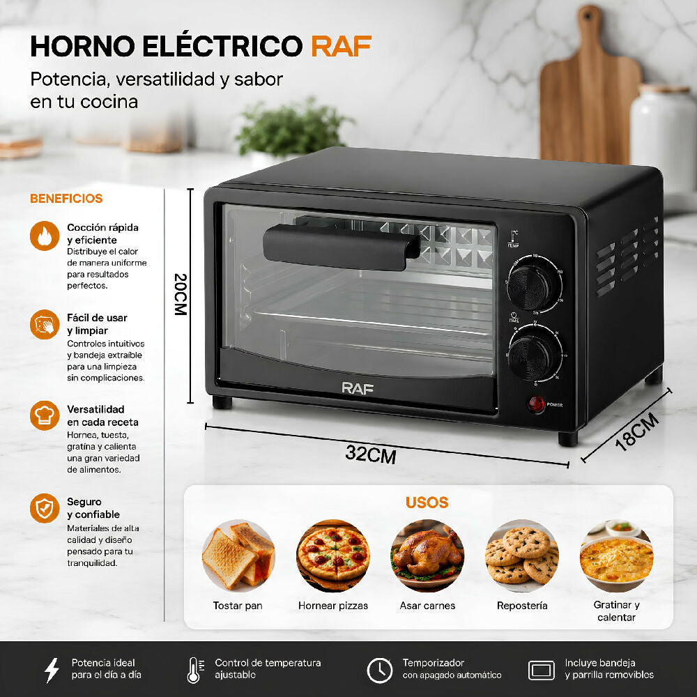 Horno Tostador RAF 110 Compacto Con Control De Temperatura