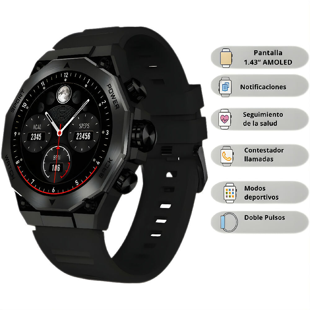 Smartwatch Mobulaa Aurafit Terra Reloj Inteligente Deportivo Con Llamadas Bluetooth, Monitor Fitness Y Notificaciones