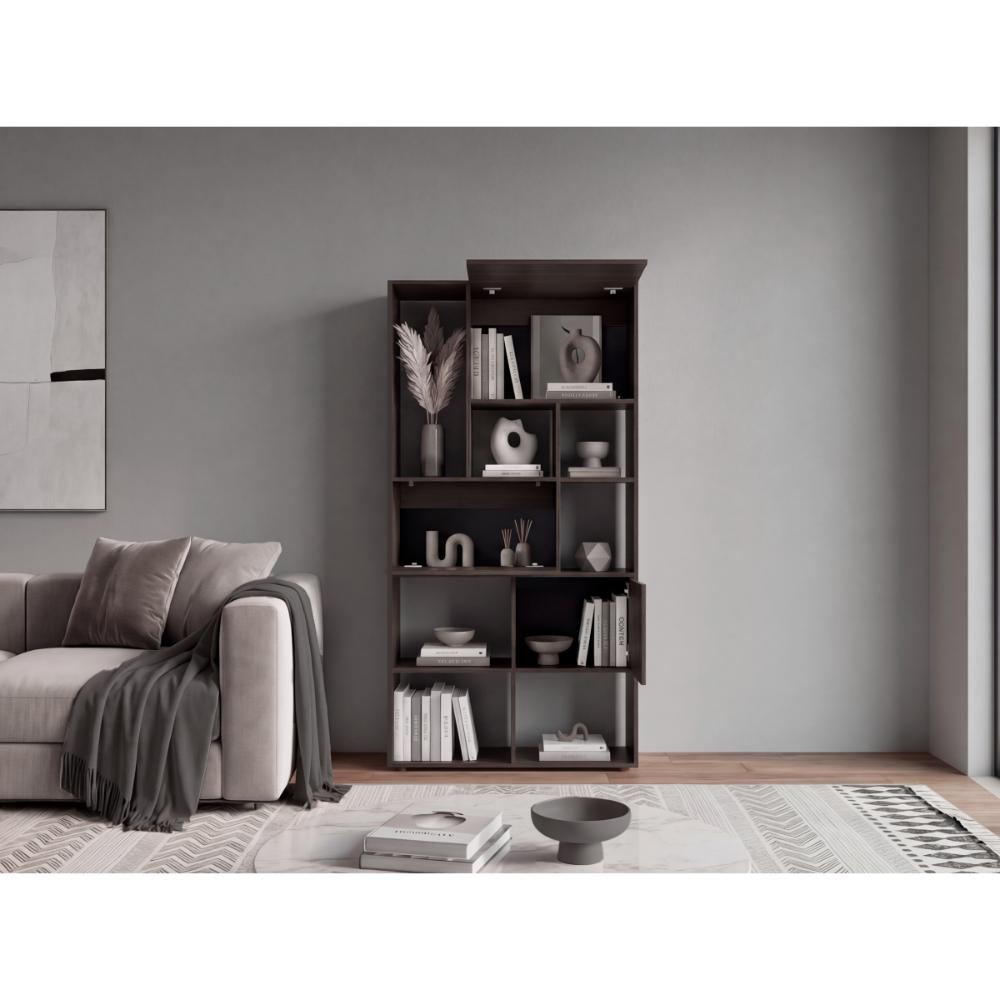Biblioteca Anya, Nogal, Con 7 compartimentos y 3 puertas abatibles ZF