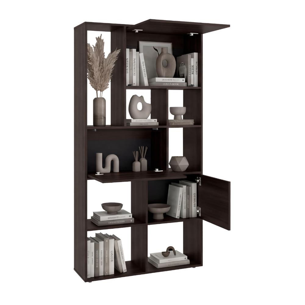 Biblioteca Anya, Nogal, Con 7 compartimentos y 3 puertas abatibles ZF