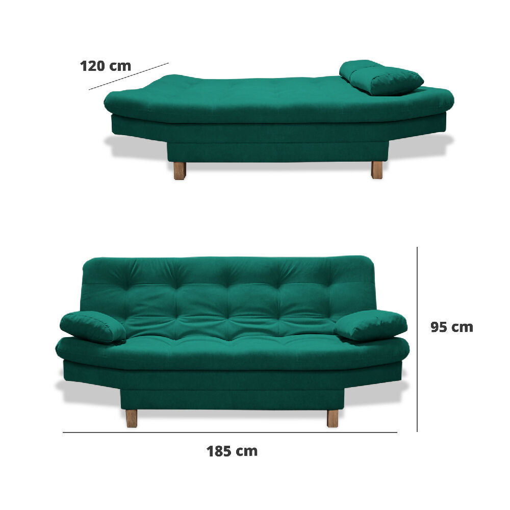 Sofacama Bakers 3 Posiciones Verde + 2 Cojines Decorativos