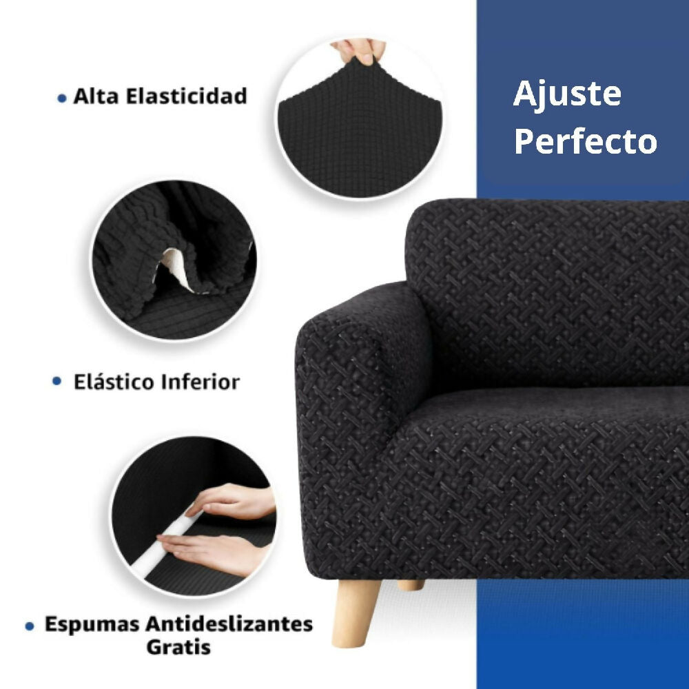 Protector de sofá 2 puestos elastico negro