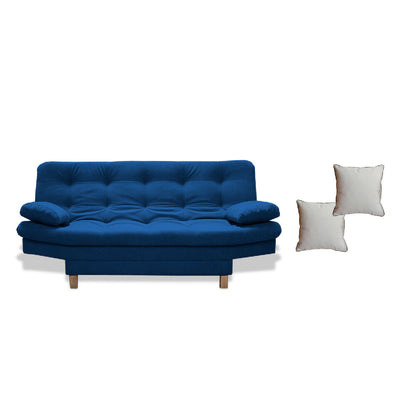 Sofacama Bakers 3 Posiciones Azul Petróleo + 2 Cojines Decorativos