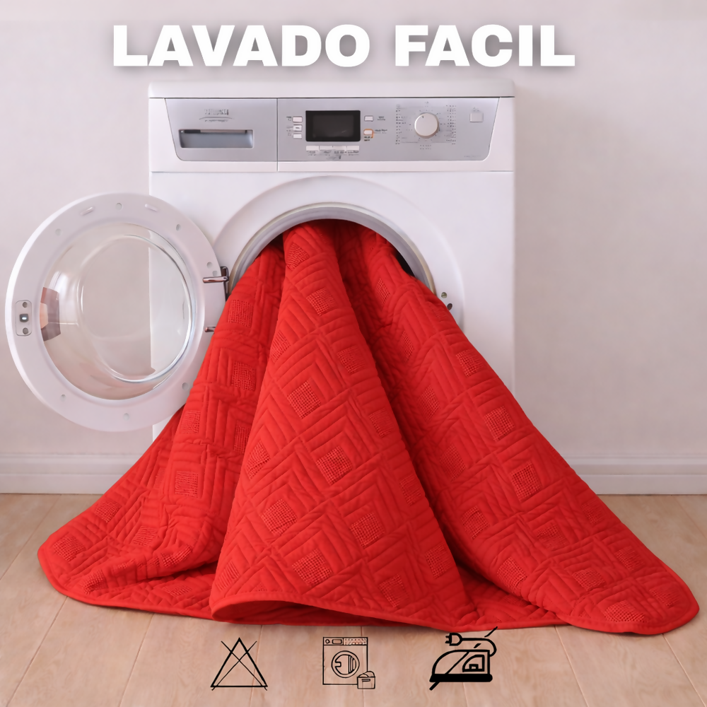 Protector colchon sencillo acolchado rojo 100x190cm