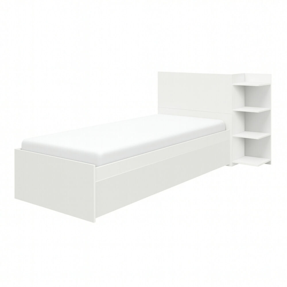 Cama Nido Multifuncional Gea Blanca Con Estantes Laterales Y Cabecero Con Almacenamiento