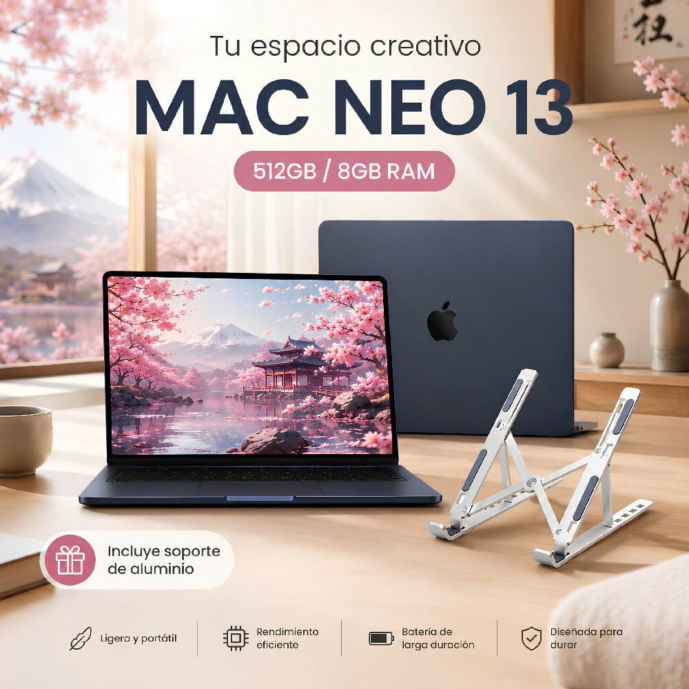 Macbook Neo 13 Pulgadas 512GB/8GB Ram Laptop Apple De Gran Almacenamiento Negro + Obsequio