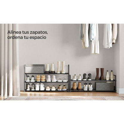 Zapatero Songmics 2 Niveles, Negro, para 10 pares de Zapatos