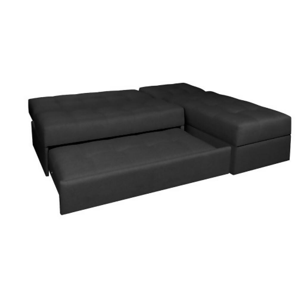 Sofá Cama Angela En L Con Brazos Tela Negro
