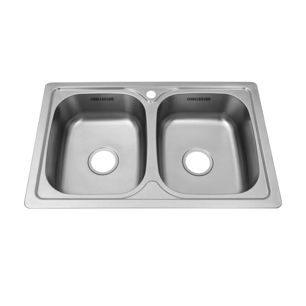 Lavaplatos de Empotrar Doble Acero Inoxidable 80cm Challenger, Color Gris