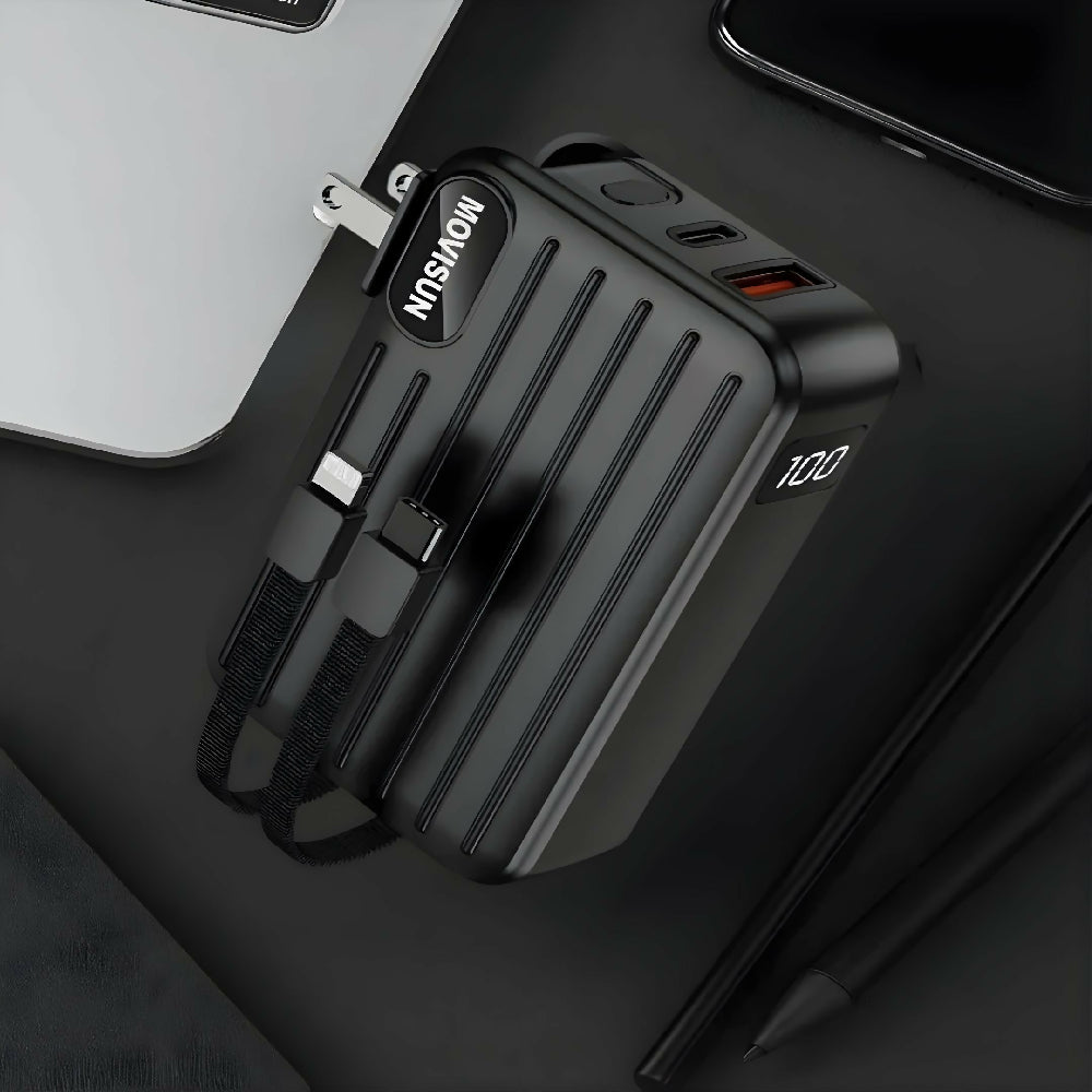 Power Bank R20 Plug Movisun 20000MaH Conector Integrado Y Carga Rápida