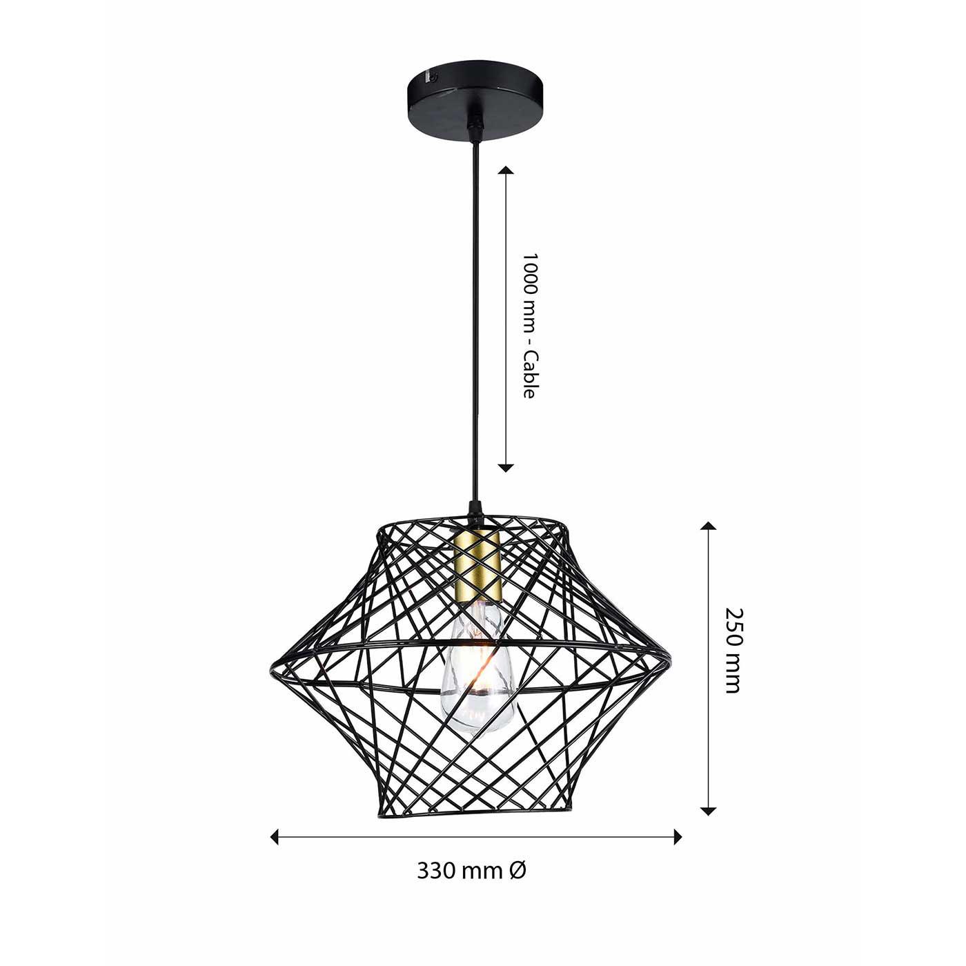 Lámpara Colgante Etana, Negro y Dorado - VIRTUAL MUEBLES