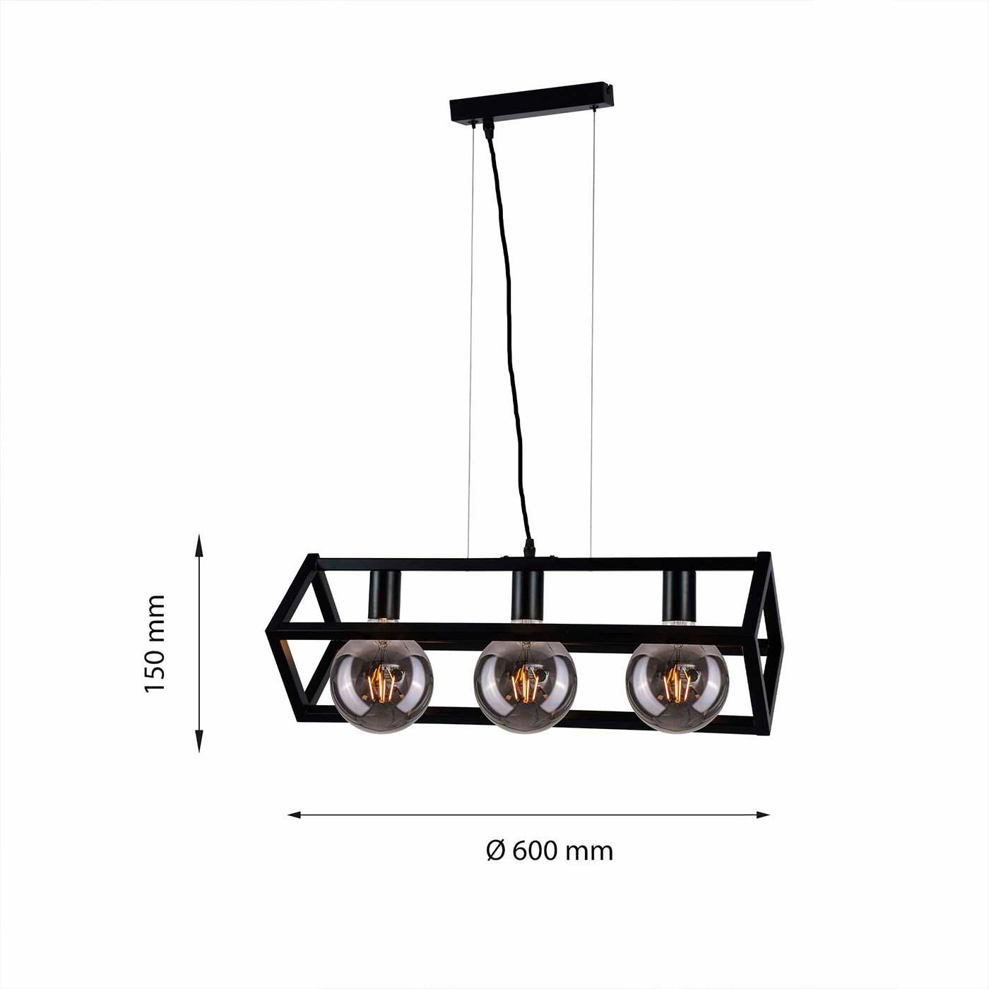 Lámpara Colgante Athenas, Negro - VIRTUAL MUEBLES