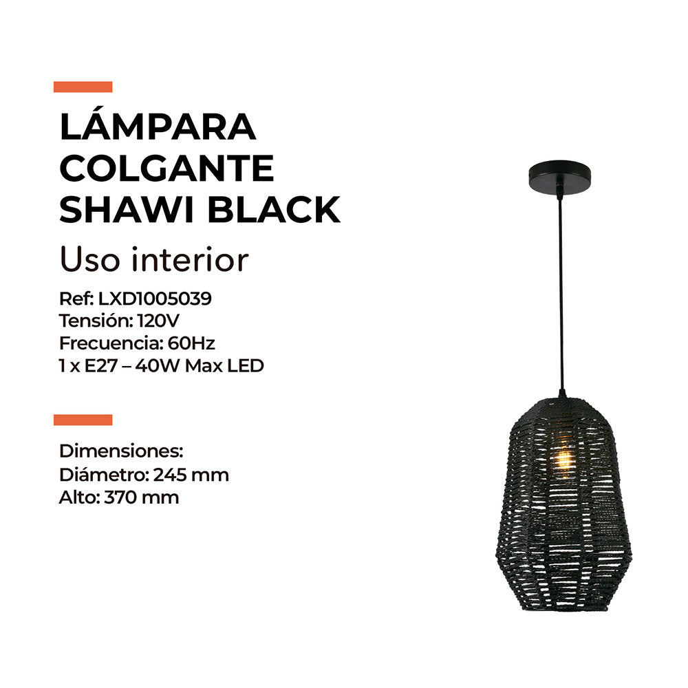 Lámpara Colgante Shawi, Negro