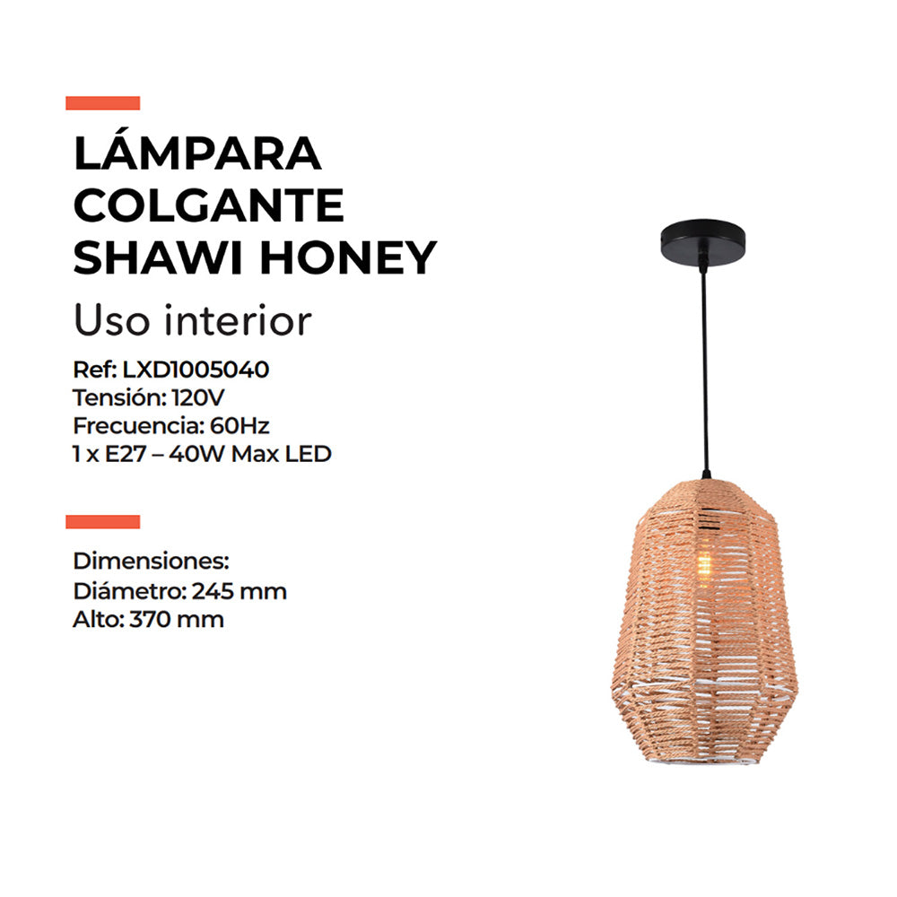 Lámpara Colgante Shawi Honey, Café