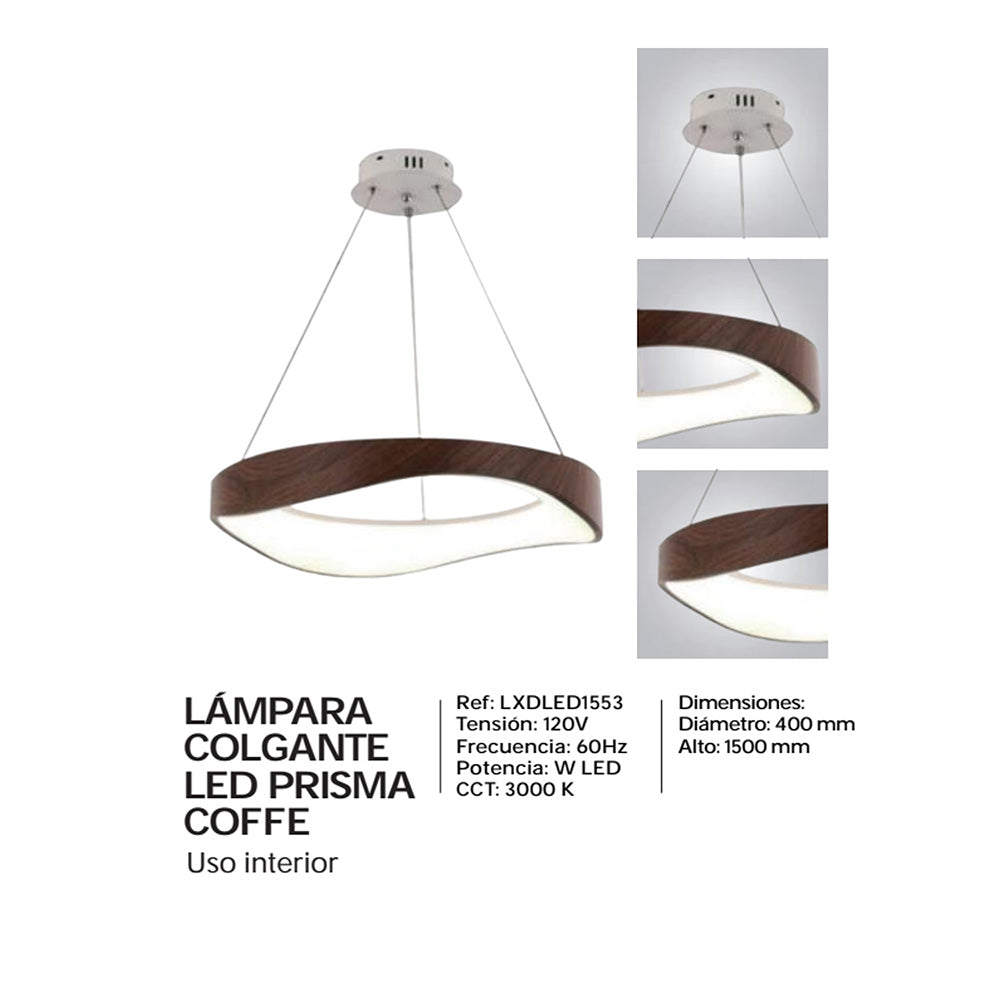 Lámpara Colgante Led Prisma, Cafe