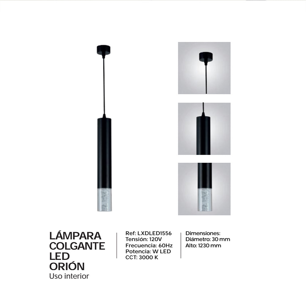 Lámpara Colgante Led Orión, Negro