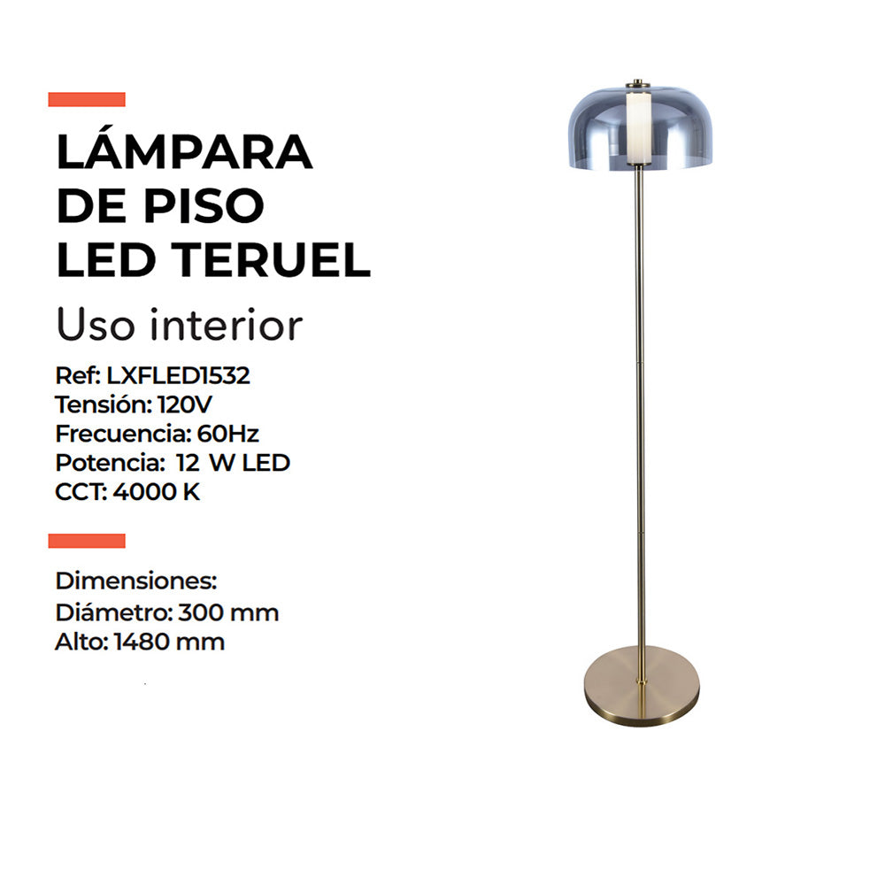 Lampára De Piso Led Teruel, Dorado