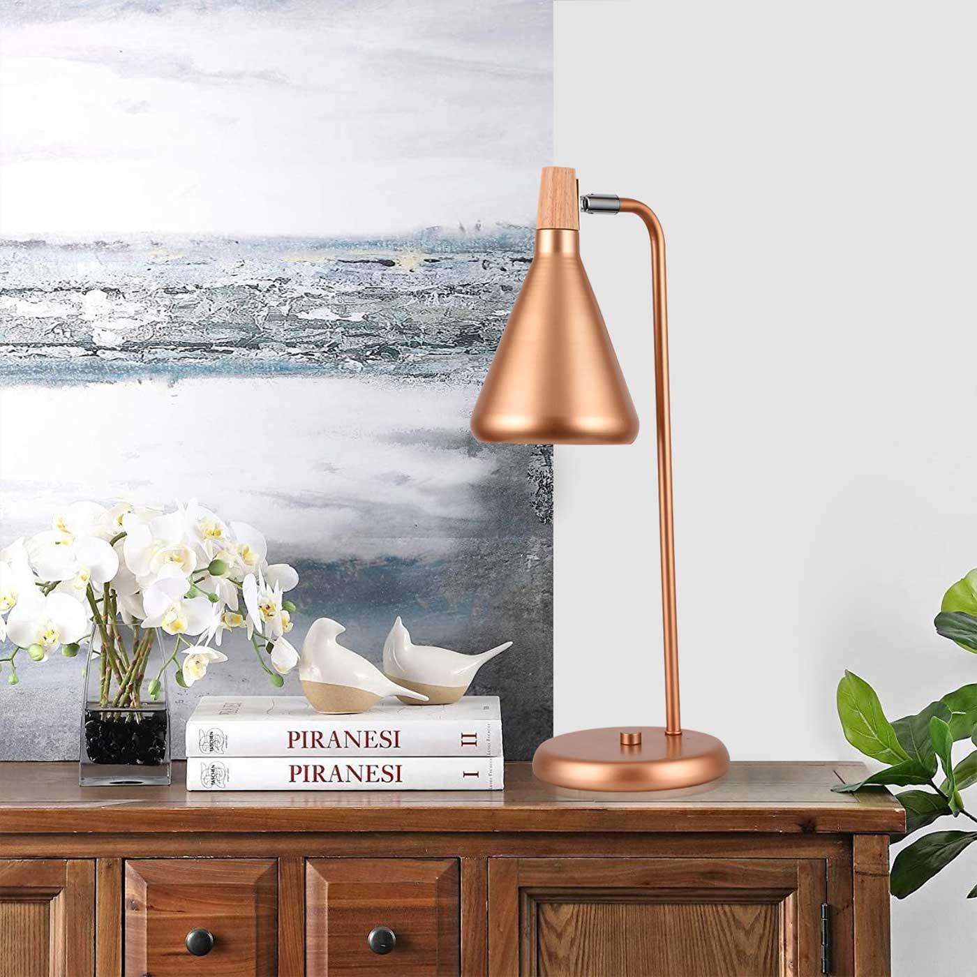 Lámpara de Mesa Clementina Oro Rosado, Cobre - VIRTUAL MUEBLES