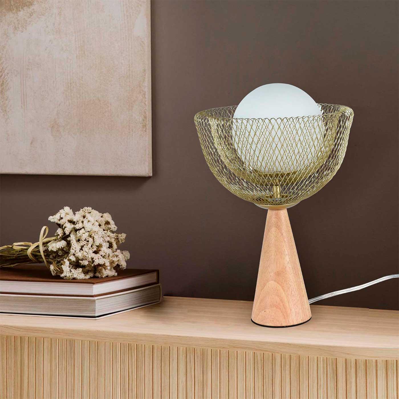 Lámpara de Mesa Mel, Dorado - VIRTUAL MUEBLES