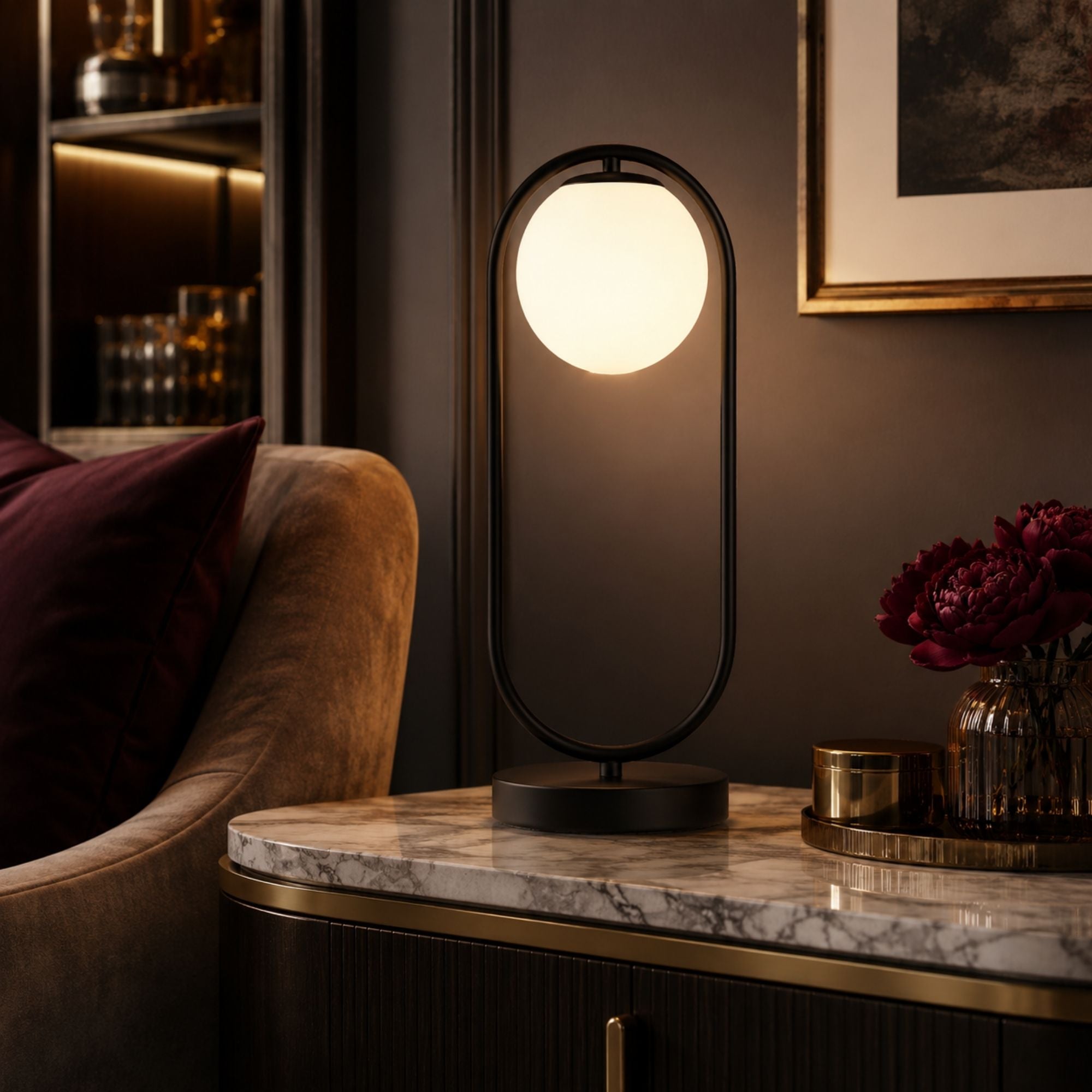 Luminaria 
Decorativa 
De Mesa 
Perla, Negro