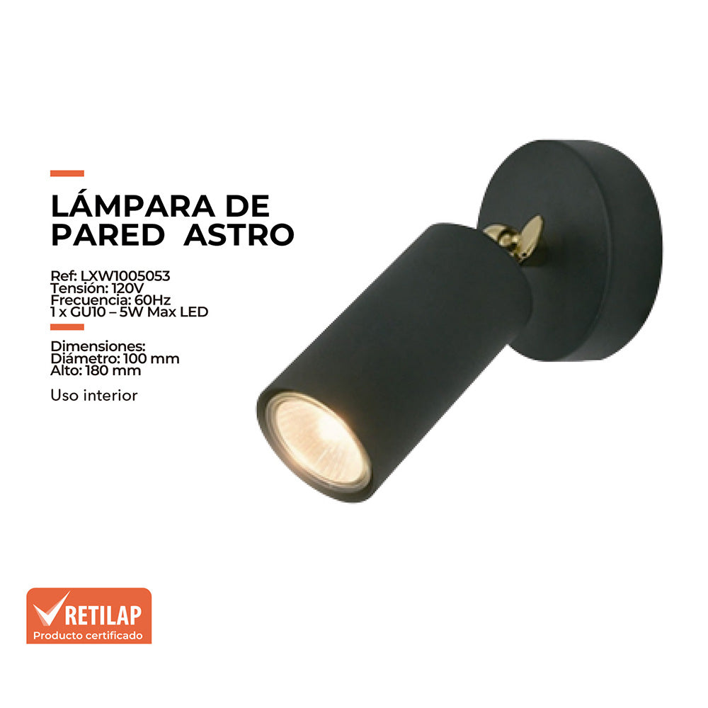 Lámpara de Pared Astro, Negro