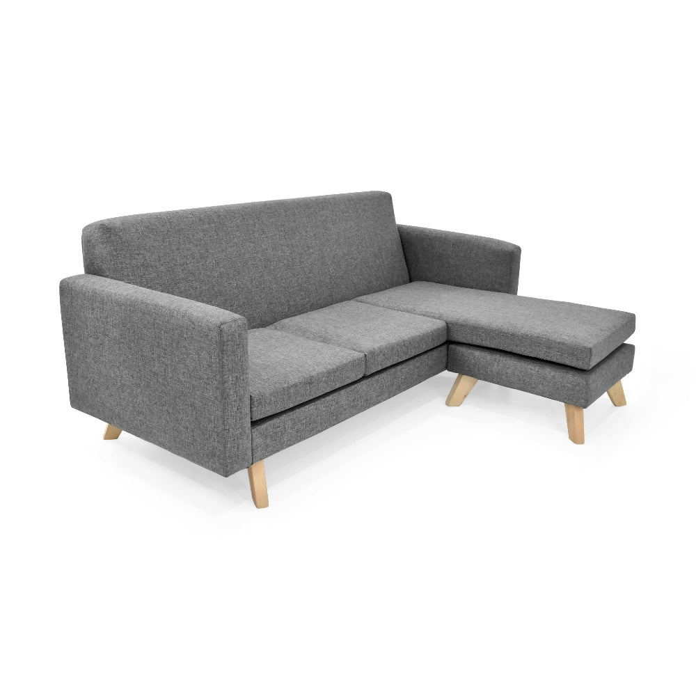 Sala en L Burdeos 192x140x82 Tela Gris