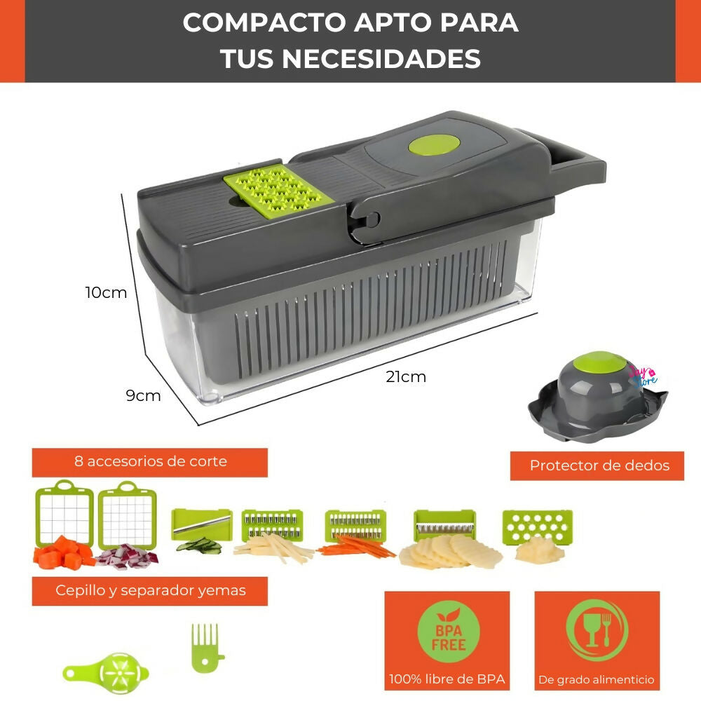 Cortador Picador Rallador Mandolina Verduras Ayudante 12 En 1