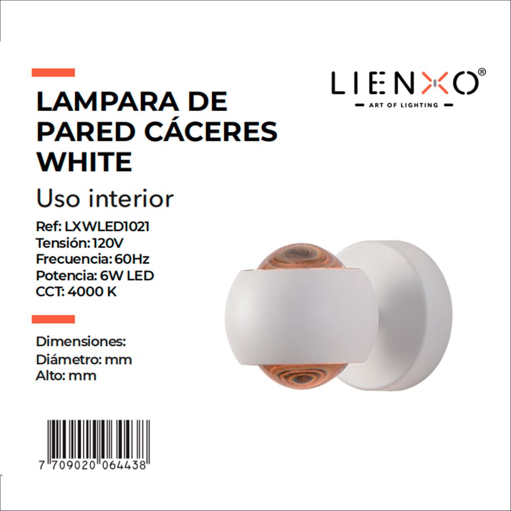 Lámpara de Pared Cáceres, Blanco