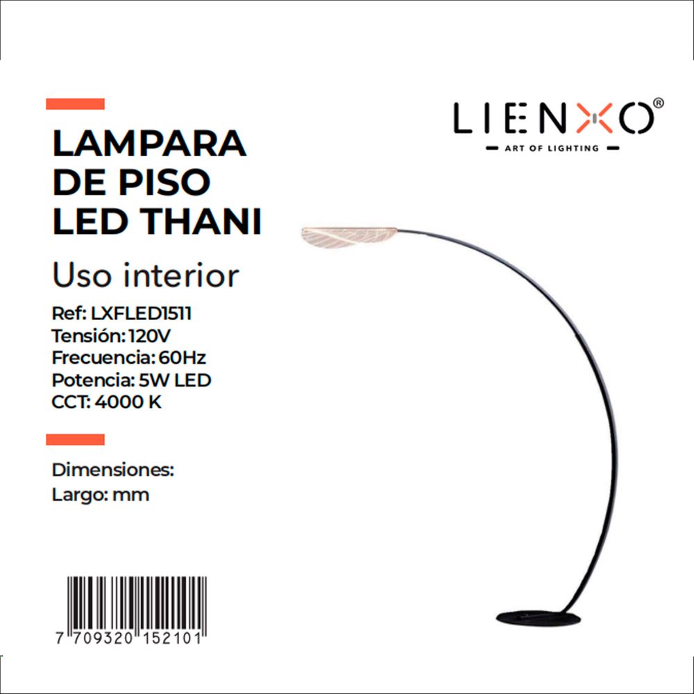 Lámpara De Piso Led Thani, Negro