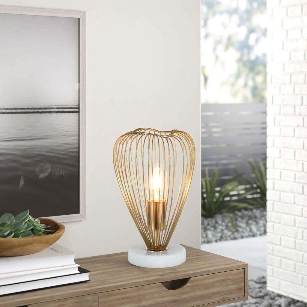 Lámpara de Mesa Zayra, Dorado y Blanco
