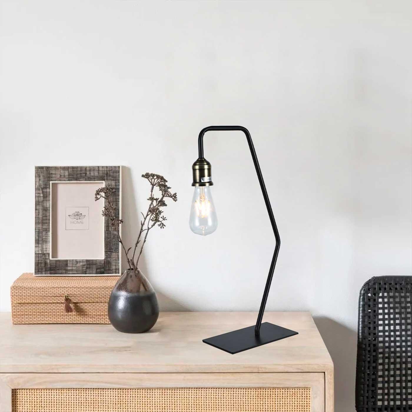 Lámpara de Mesa Danthe, Negro - VIRTUAL MUEBLES