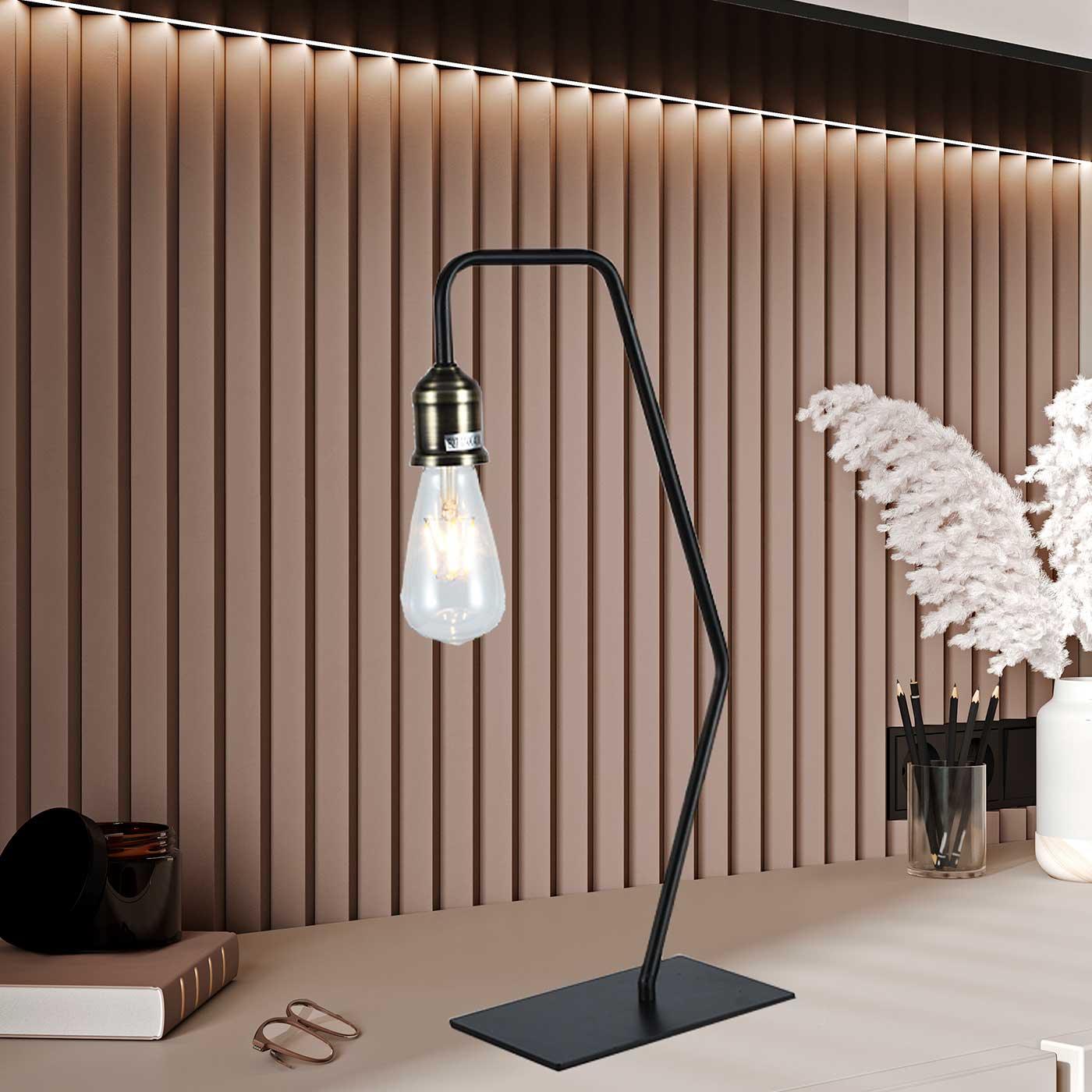 Lámpara de Mesa Danthe, Negro - VIRTUAL MUEBLES
