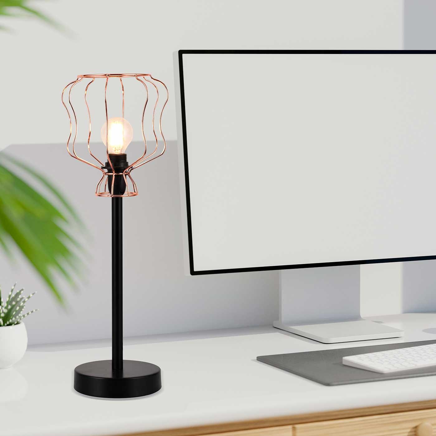 Lámpara de Mesa Lugo, Negro y Cobre - VIRTUAL MUEBLES
