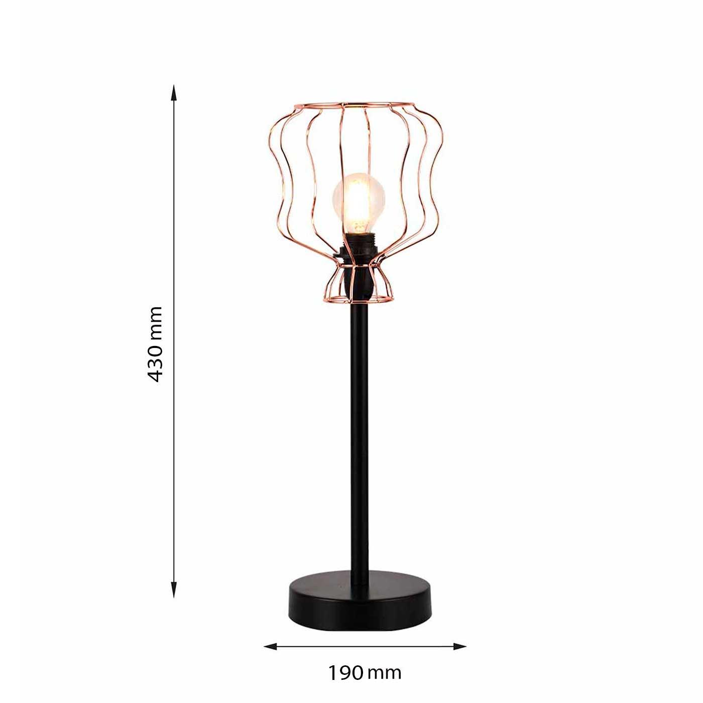 Lámpara de Mesa Lugo, Negro y Cobre - VIRTUAL MUEBLES