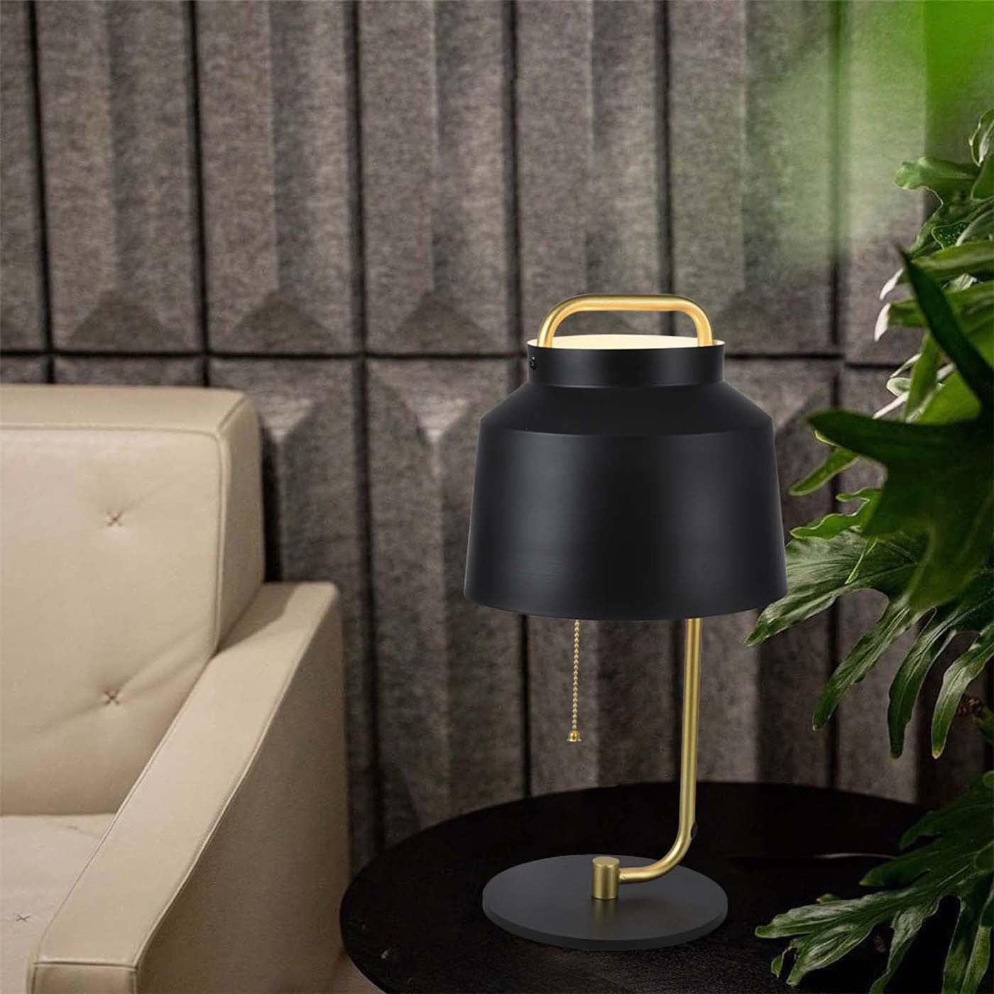 Lámpara de Mesa Marie, Negro y Dorado - VIRTUAL MUEBLES
