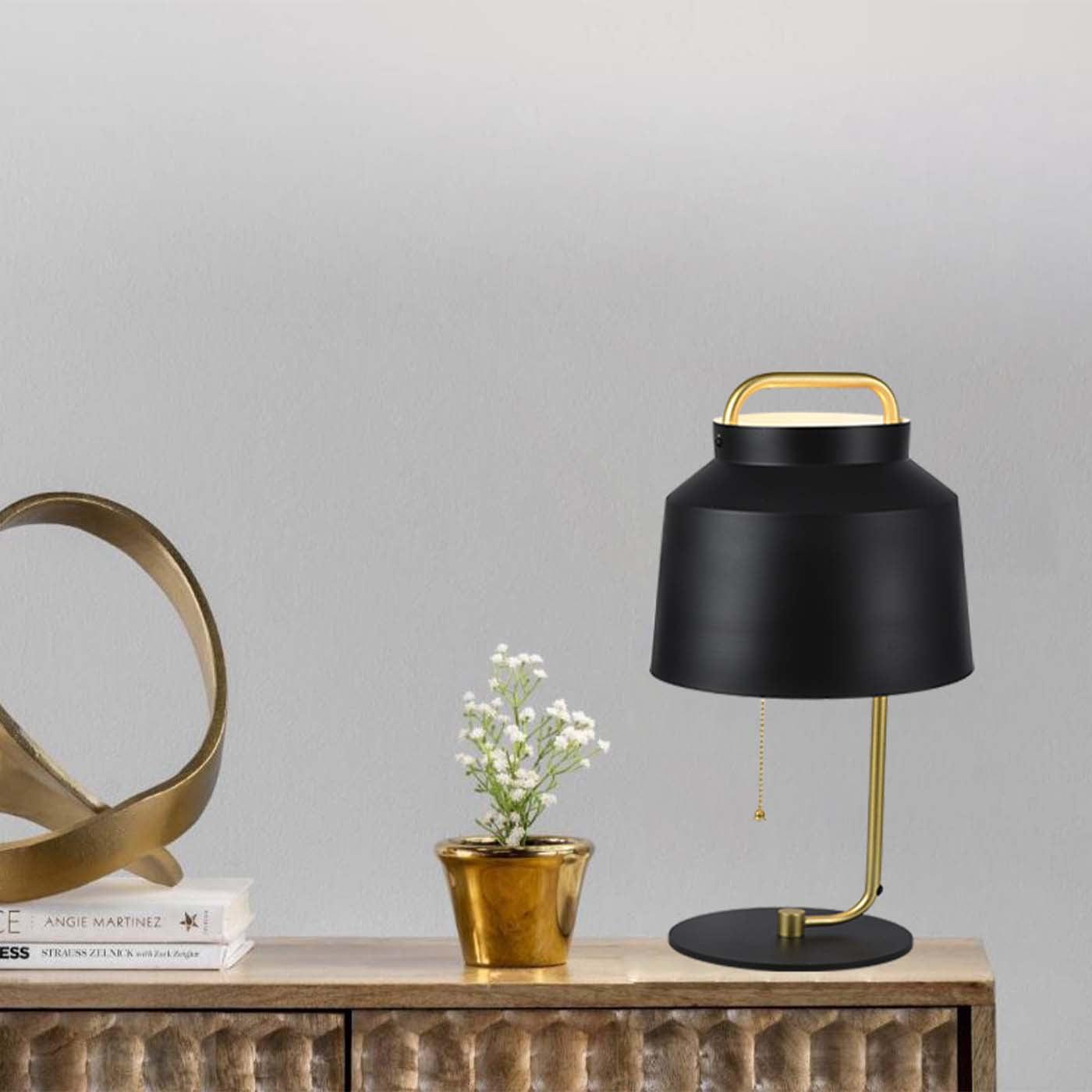 Lámpara de Mesa Marie, Negro y Dorado - VIRTUAL MUEBLES