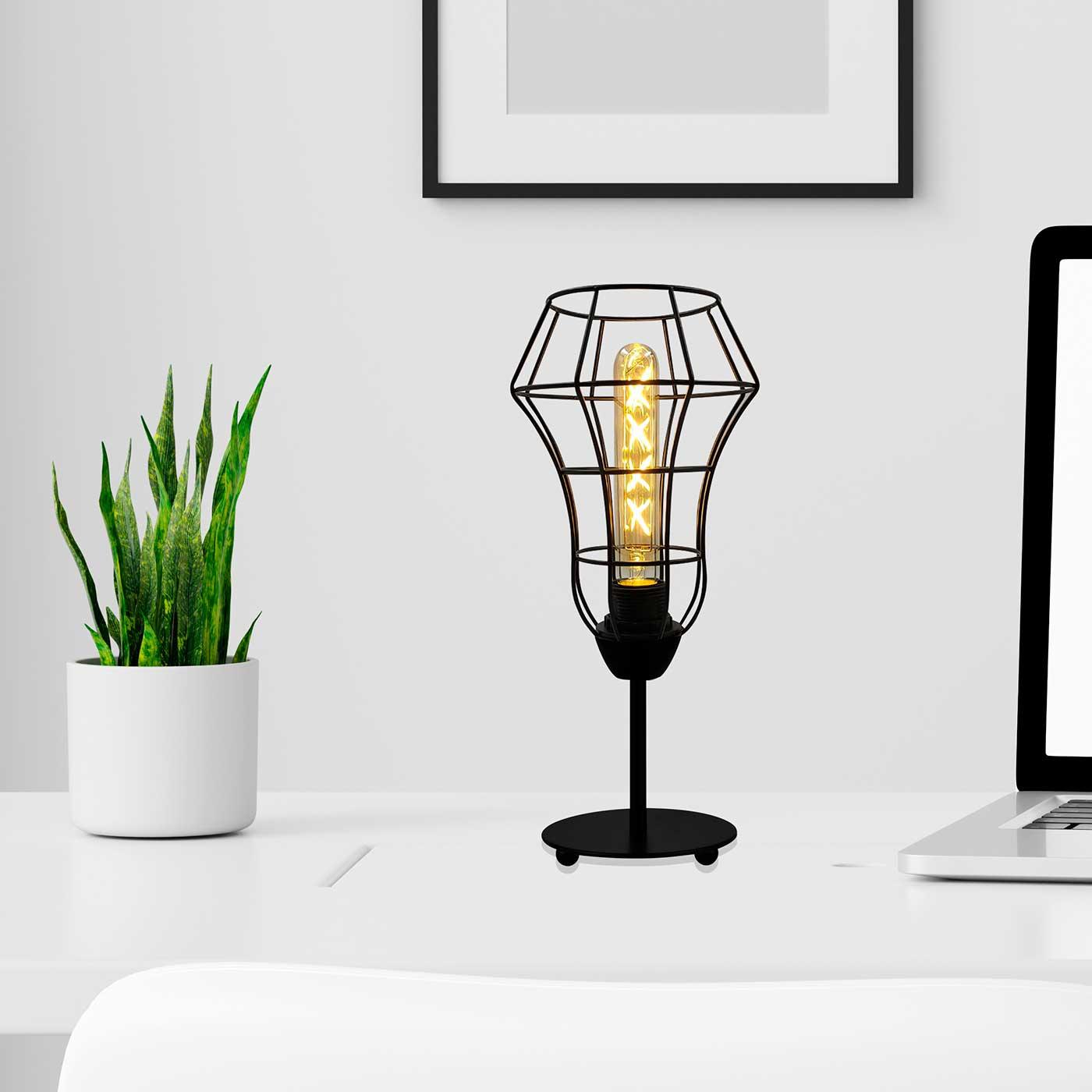 Lámpara de Mesa Nydia, Negro - VIRTUAL MUEBLES