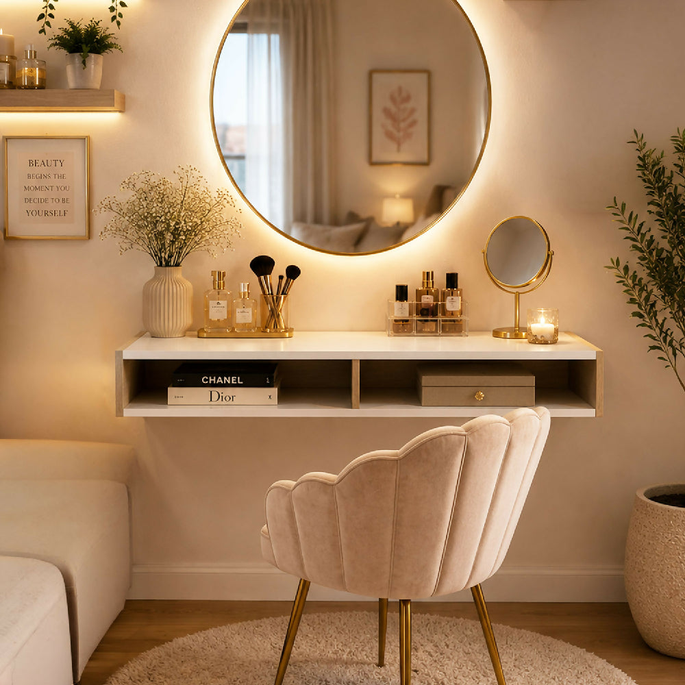 Escritorio Homeoffice, Madera Natural + Blanco